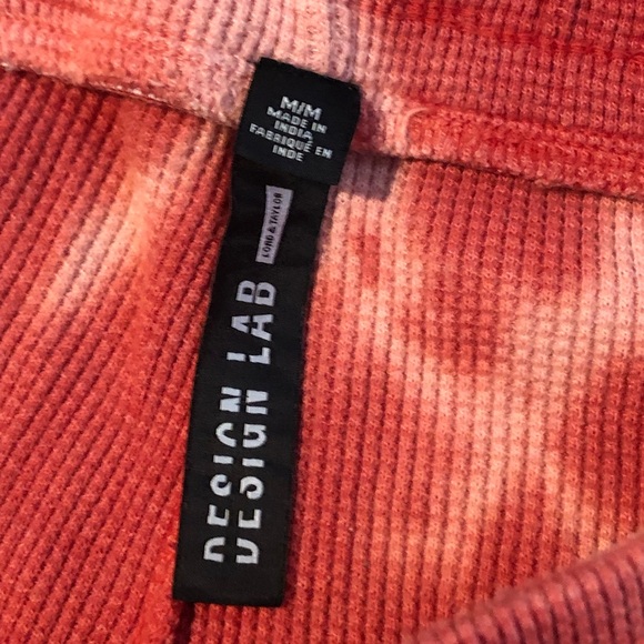 Design Lab Lord & Taylor Pink Tie Dye Waffle Lounge Pants Joggers - Picture 3 of 10